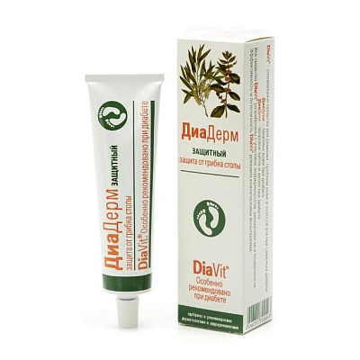Защитный крем для ног ДиаДерм от грибка стопы DiaVit, 75 мл