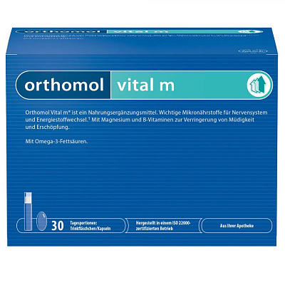 Orthomol Vital M Для представителей сильной половины Ортомол Витал М, питьевые бутылочки (жидкость) + капсулы (30 дней)