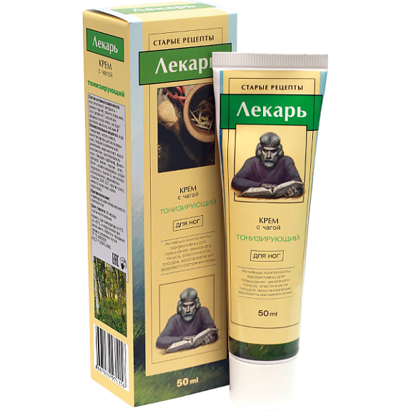 Тонизирующий крем для ног Лекарь с чагой, 50 мл