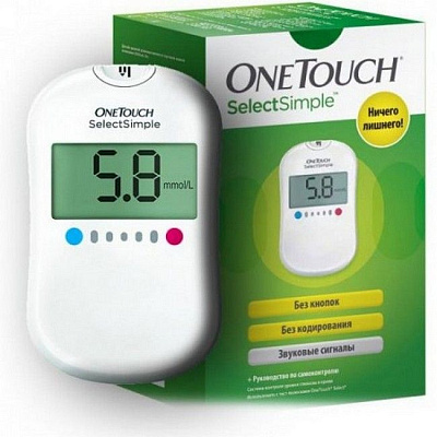 Глюкометр определение уровня глюкозы в сыворотке крови, OneTouch®Select Simple™
