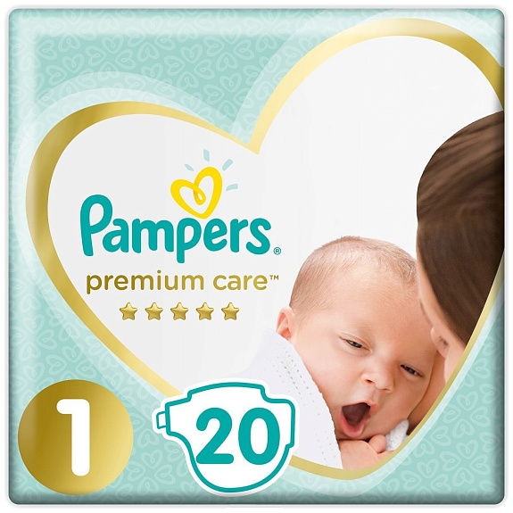 Подгузники для детей Pampers Premium Care 1 2-5 кг, 20 шт