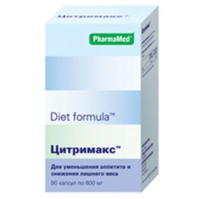 Цитрамакс, Снижение веса и коррекции фигуры, PharmaMed, 600 мг, 90 капсул