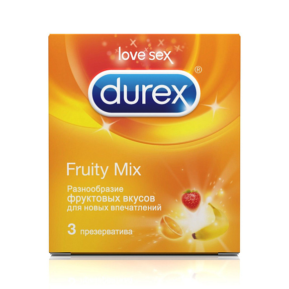 Презервативы fruity mix с четырьмя фруктовыми вкусами Durex, 3 шт
