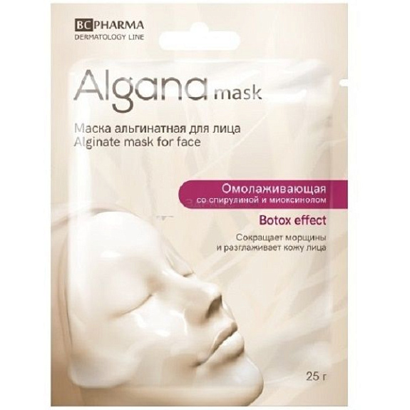 Альгинатная маска для лица Algana омолаживающая со спирулиной и миоксинолом Botox Effect, 25 г