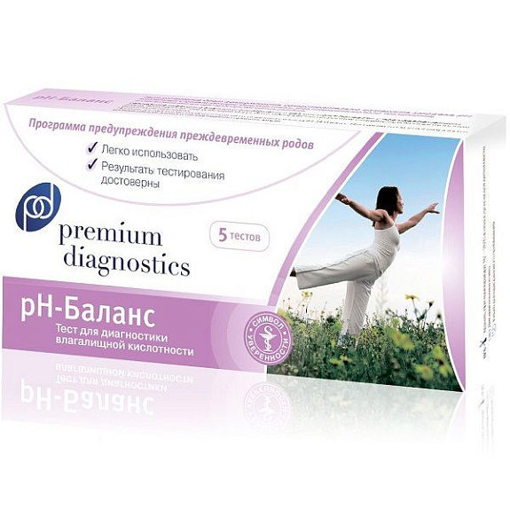 Тест для диагностики влагалищной кислотности pH-баланс Premium Diagnostics, 5 шт