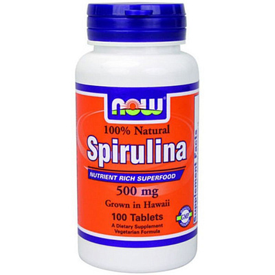 Spirulina  Спирулина  Профилактика ОРВИ  Now Foods  500 мг, 100 капсул