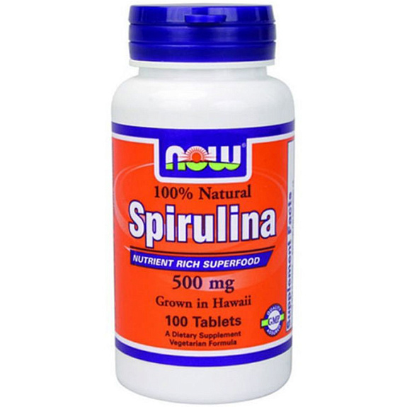 Spirulina  Спирулина  Профилактика ОРВИ  Now Foods  500 мг, 100 капсул