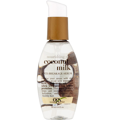 Питательная сыворотка против ломкости волос с кокосовым молоком OGX, 118 мл