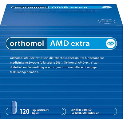 Orthomol AMD Extra Витамины для глаз Ортомол АМД Экстра 540 мг, 120 капсул