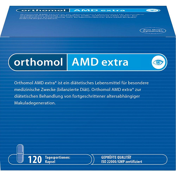 Orthomol AMD Extra Витамины для глаз Ортомол АМД Экстра 540 мг, 120 капсул