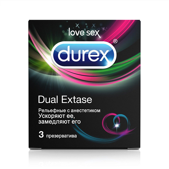 Презервативы dual extase рельефные Durex, 3 шт