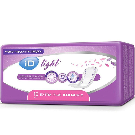 Урологические одноразовые впитывающие прокладки ID Light Extra Plus, 16 шт