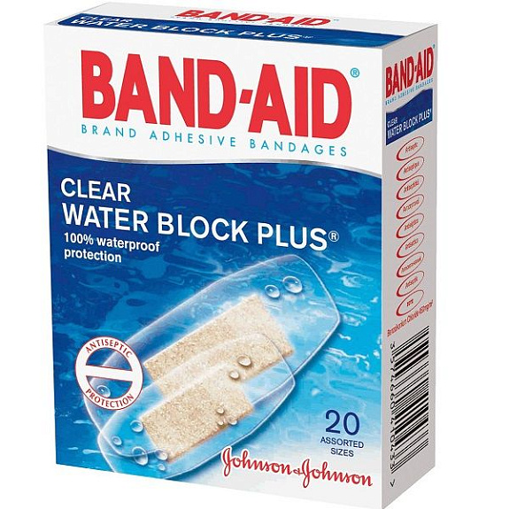 Антисептический лейкопластырь Band-Aid водостойкий, 20 шт