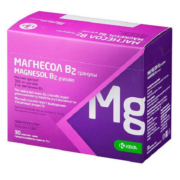 Магнесол B2 для уменьшения усталости и утомляемости 7,1 г, 30 пакетов-саше