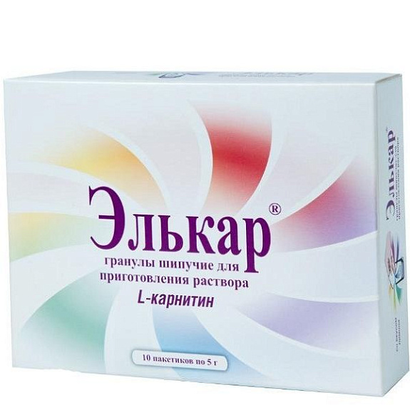 Шипучие гранулы для приготовления раствора Элькар со вкусом лимона 5 г, 10 пакетов