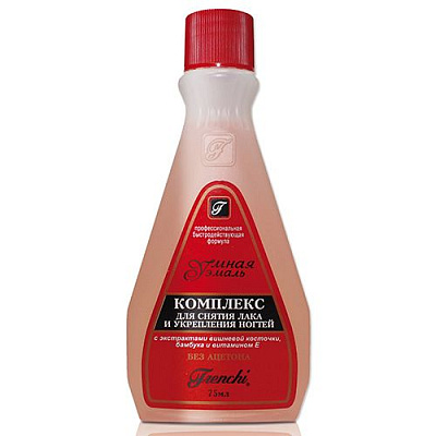 Умная эмаль комплекс для снятия лака и укрепления ногтей с экстрактом вишневой косточки Frenchi, 75 мл