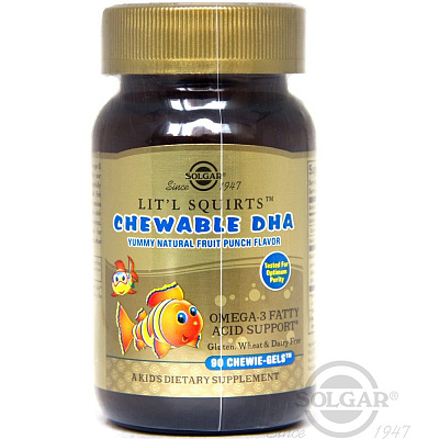 Золотые рыбки для детей Chewable DHA 900 мг Solgar, 90 шт