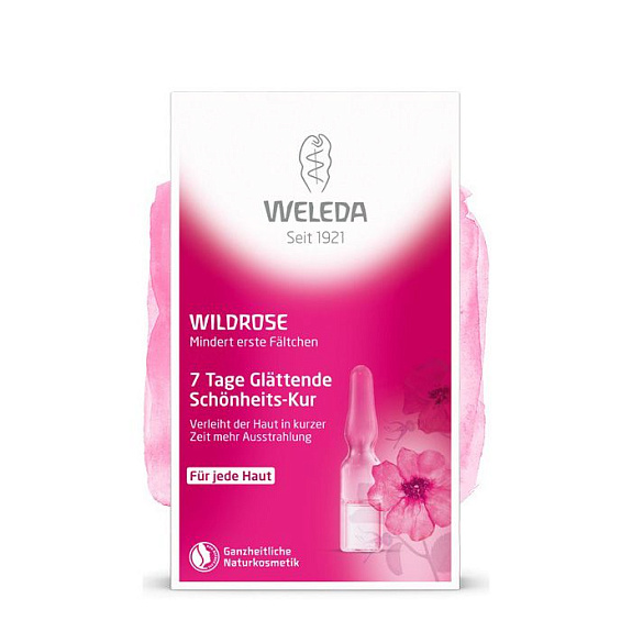 Розовый разглаживающий концентрат для лица Weleda, 7 ампул