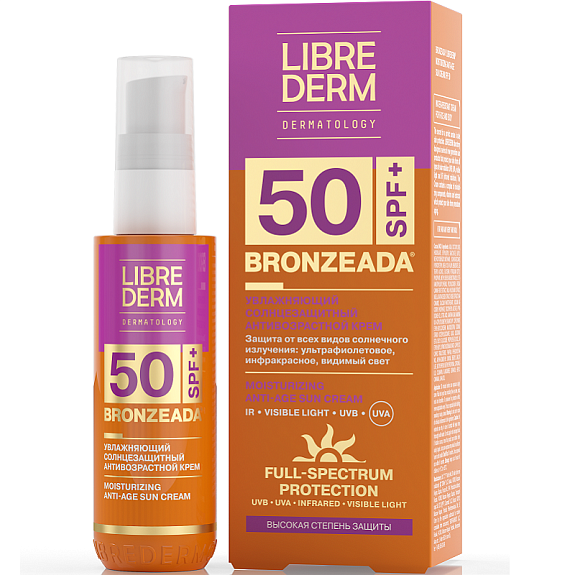 Увлажняющий солнцезащитный крем Librederm Bronzeada Full Spectrum Anti-Age SPF50, 50 мл