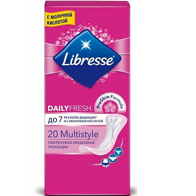 Ультратонкие ежедневные прокладки Libresse Dailyfresh Multistyle, 20 шт