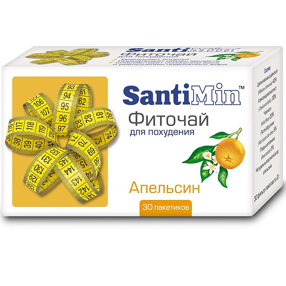 Фиточай для похудения со вкусом апельсина SantiMin 2г, 30 фильтр-пакетов