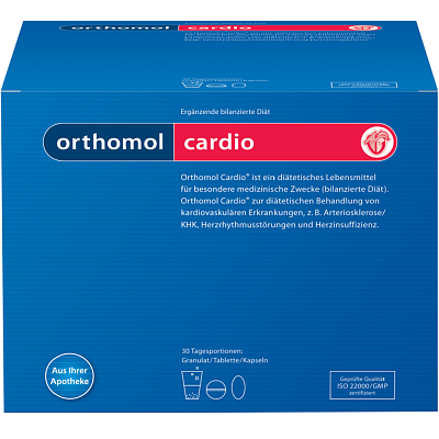 Orthomol Cardio Нормализация давления, работы сердечной мышцы и сосудов Ортомол Кардио, порошок + таблетки + капсулы на 30 дней