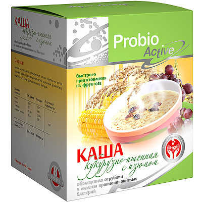 Каша кукурузно-пшенная с изюмом на фруктозе Probio Active Арт Лайф, 10 шт