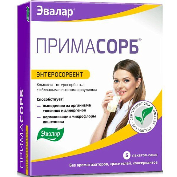 Комплекс энтеросорбента с яблочным пектином и инулином Примасорб Эвалар 6,1 г, 5 саше