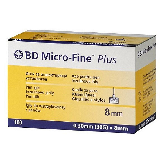 Одноразовые иглы BD Micro-Fine плюс для шприц-ручки 0,30х8 мм, 100 шт