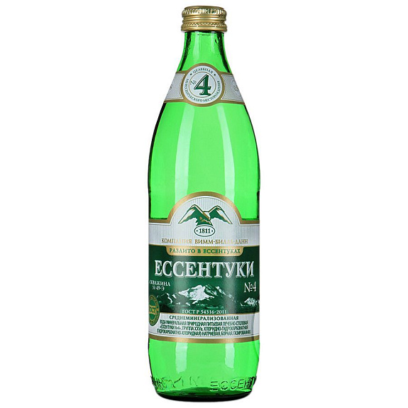 Минеральная вода лечебно-столовая газированная Ессентуки №4, 540 мл