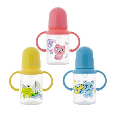 Бутылочка полипропиленовая с ручками с силиконовой соской, 125 мл