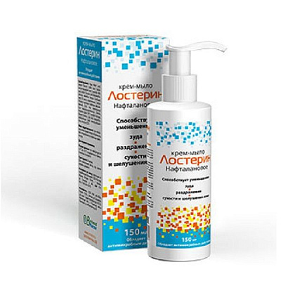 Крем-мыло для рук нафталановое Лостерин для уменьшения зуда, раздражения, сухости и шелушения, 150 мл