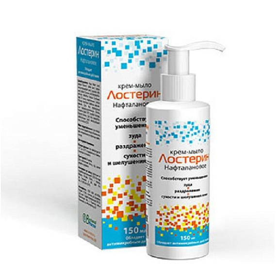 Крем-мыло для рук нафталановое Лостерин для уменьшения зуда, раздражения, сухости и шелушения, 150 мл