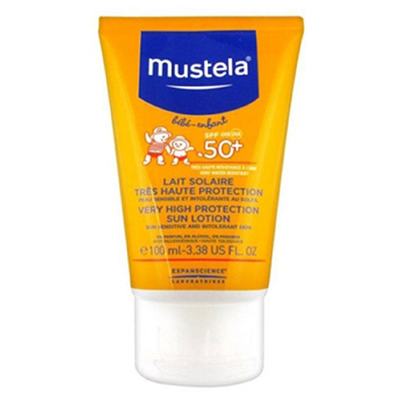 Молочко солнцезащитное с очень высокой степенью защиты spf 50+ Mustela, 100 мл
