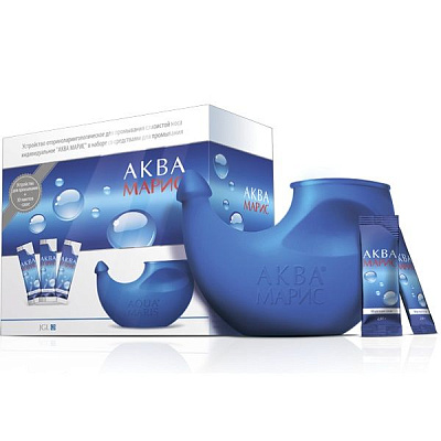 Устройство для промывания носа Аква Марис лейка 330 мл + морская соль, 30 саше