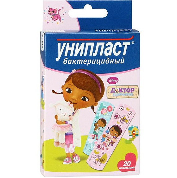 Набор детских бактерицидных лейкопластырей Унипласт Доктор Плюшева, 20 шт