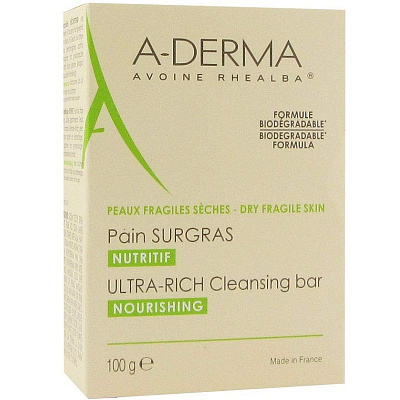 Мыло ультраобогащенное косметическое A-Derma Ultra-rich Cleansing Bar, 100 г