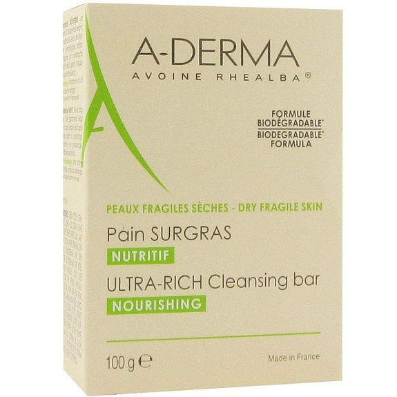 Мыло ультраобогащенное косметическое A-Derma Ultra-rich Cleansing Bar, 100 г
