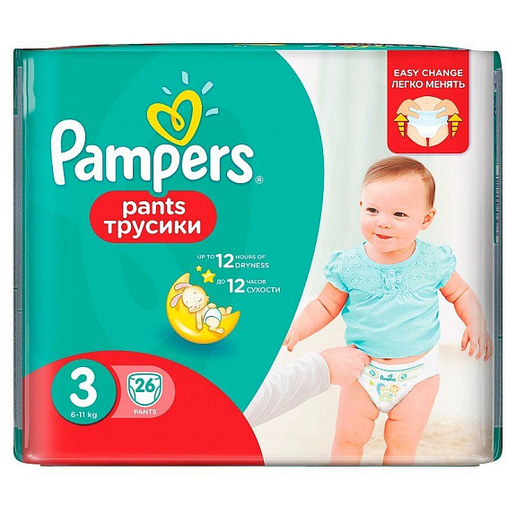 Подгузники-трусики для детей Pants Midi Pampers 6-11 кг, 26 шт