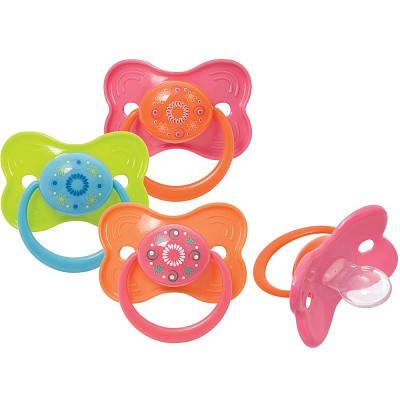 Классическая силиконовая пустышка с кольцом Узоры Курносики