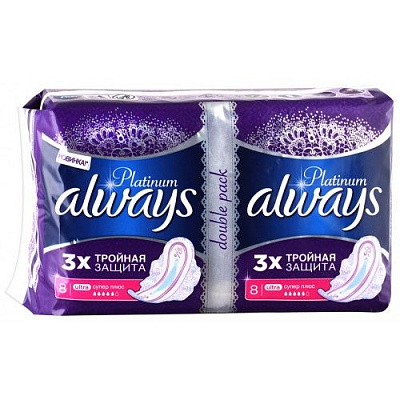 Прокладки гигиенические с крылышками Ultra Platinum Super Plus Duo Always, 16 шт