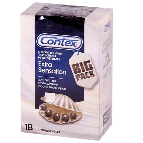 Презервативы Extra Sensation с крупными точками и ребрами Contex, 18 шт