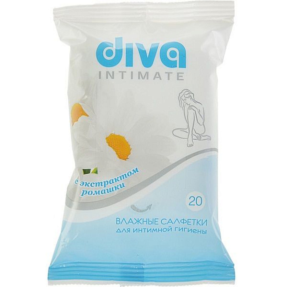 Влажные салфетки для интимной гигиены Diva с экстрактом ромашки, 20 шт