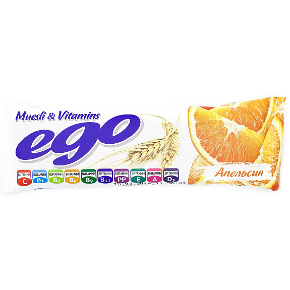 Батончик-мюсли Ego апельсин с витаминами, 25 г