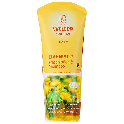 Шампунь-гель детский с календулой для волос и тела Weleda, 200 мл