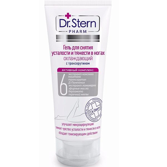 Гель для снятия усталости и тяжести в ногах с троксерутином охлаждающий Dr.Stern, 75 мл