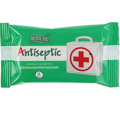 Влажные антисептические салфетки Акваэль antiseptic, 15 шт