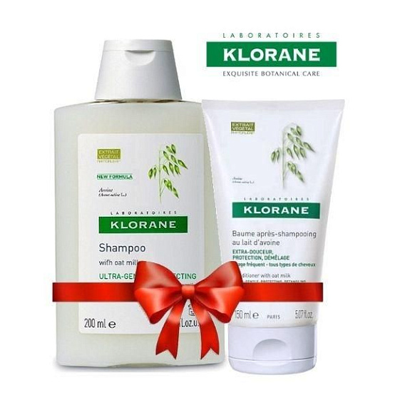 Набор Klorane шампунь с молочком овса, 200 мл + бальзам-ополаскиватель с молочком овса, 150 мл