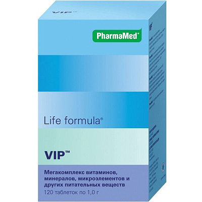 Мегакомплекс витаминов, минералов, микроэлементов и других питательных веществ Life Formula V.I.P., 120 шт