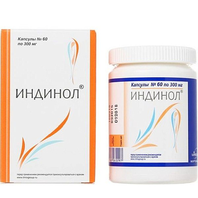 Препарат для лечения мастопатии, эндометриоза и дисплазии Индинол 300 мг, 60 шт